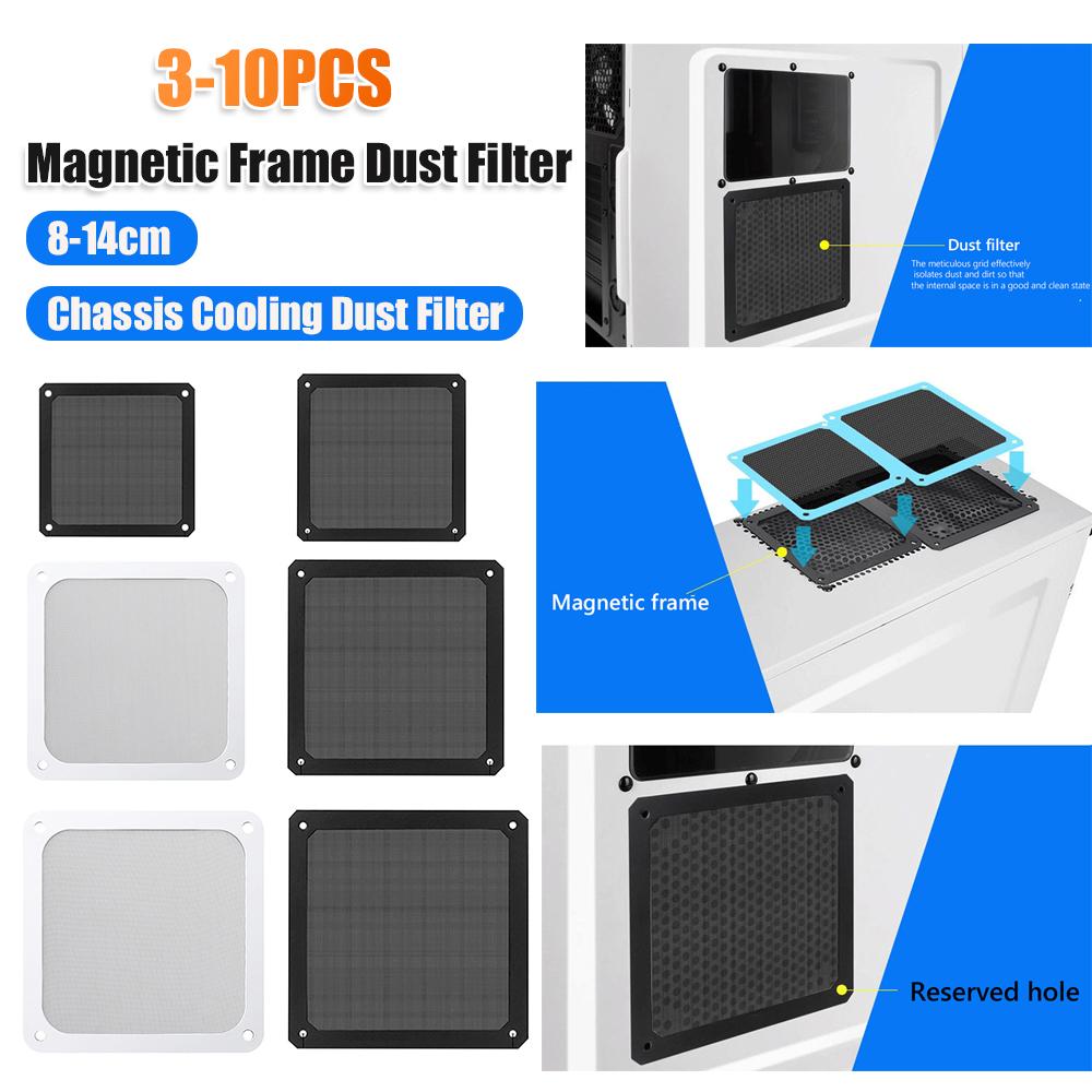 8-14cm PC Computer Case Cooling Fan Magnetic Dust Filter Dustproof Mesh Cover Chassis Cooling Dust Filter