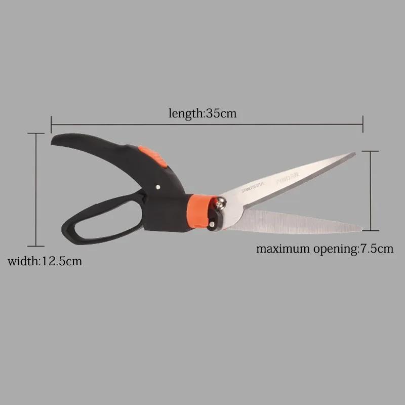 

Sharp Tip Garden Grass Trimming Shears 360 Rotation Handheld Lawn Pruning Scissors Multifunctional Hedge Shears