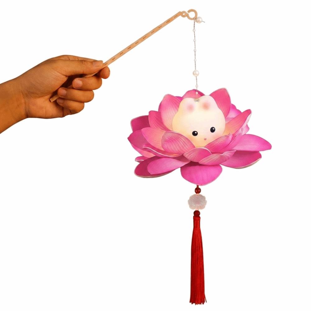 Chinese Style Lotus Flower Lanterns Handheld Mid-Autumn Festival Lamp Kindergarten розы красного
