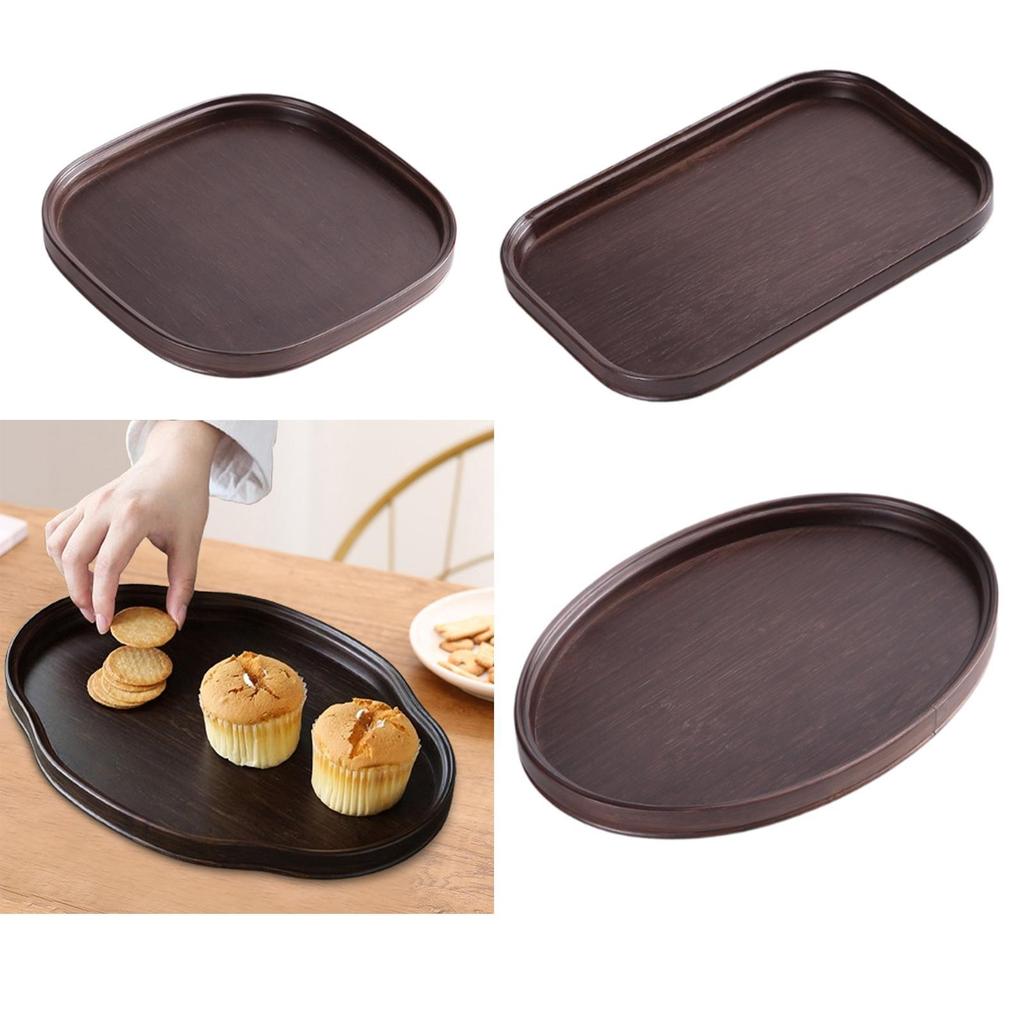 Wood Serving Tray Portable Dessert Plate for Kitchen Breakfast in Bed Bar