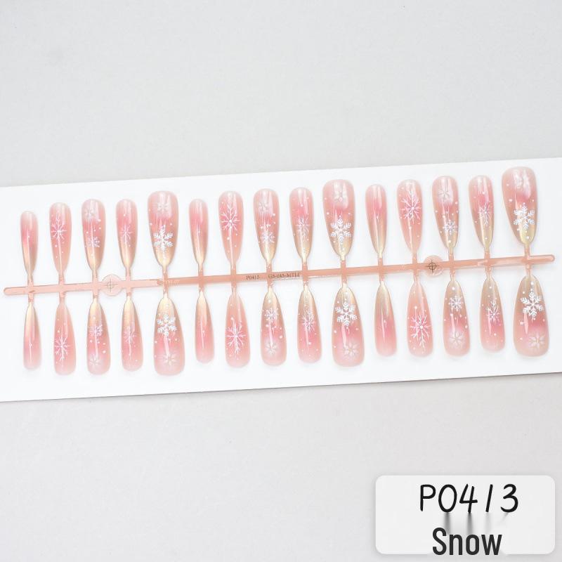Winter Christmas Bling: 30-Piece Cat Eye Ice Fireworks Wearable & Detachable Transparent Nails