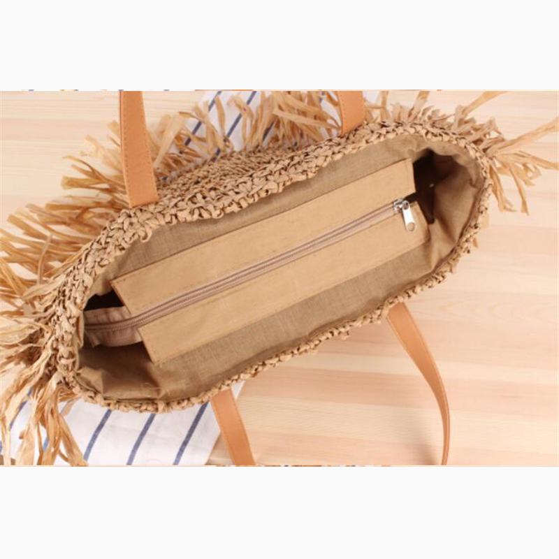 Tassel Beach Bags Round Straw Bag Women Hand Woven Big Large Knitting Handbags Casual Circular Bag Summer New Shoulder Bag