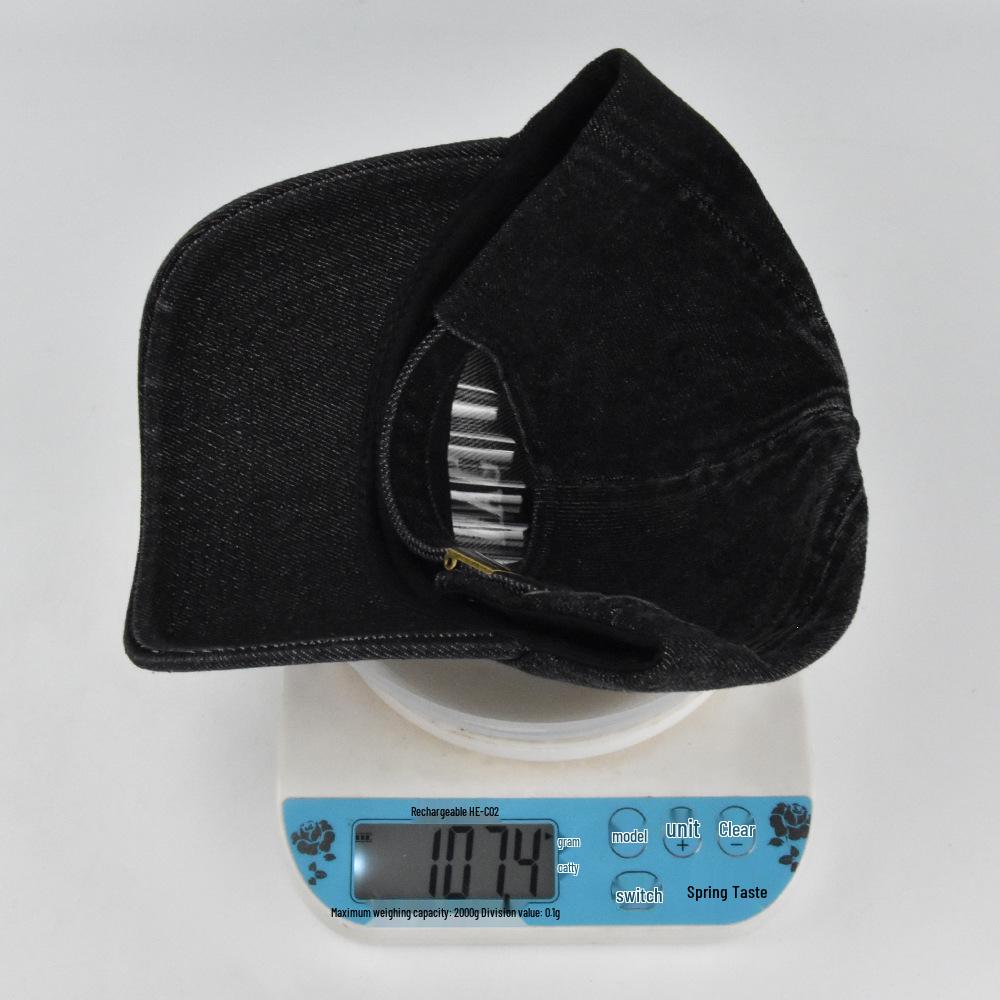 Vintage Distressed Embroidered Denim Baseball Cap with Curved Brim
