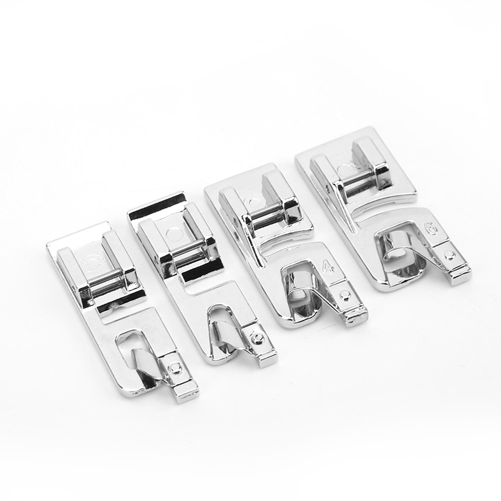 

4 шт. прижимная лапка для подгибки рулона из нержавеющей стали, тонкие ткани, доступны для самостоятельного изготовления 7307