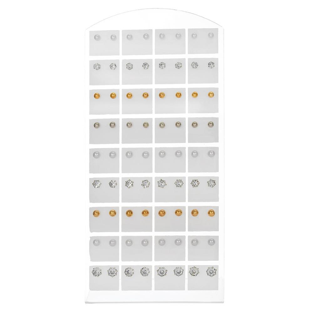 European and American 11 Pairs of Stud Earrings Combination Women's Ins Style Niche Simple Imitation Pearl Rhinestone Earrings Set