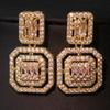 EMMAYA Zircons Delicate White Gold Cubic Zircon Square Drop Dangle Earrings for Women Fashion Wedding Party Wear Jewelry