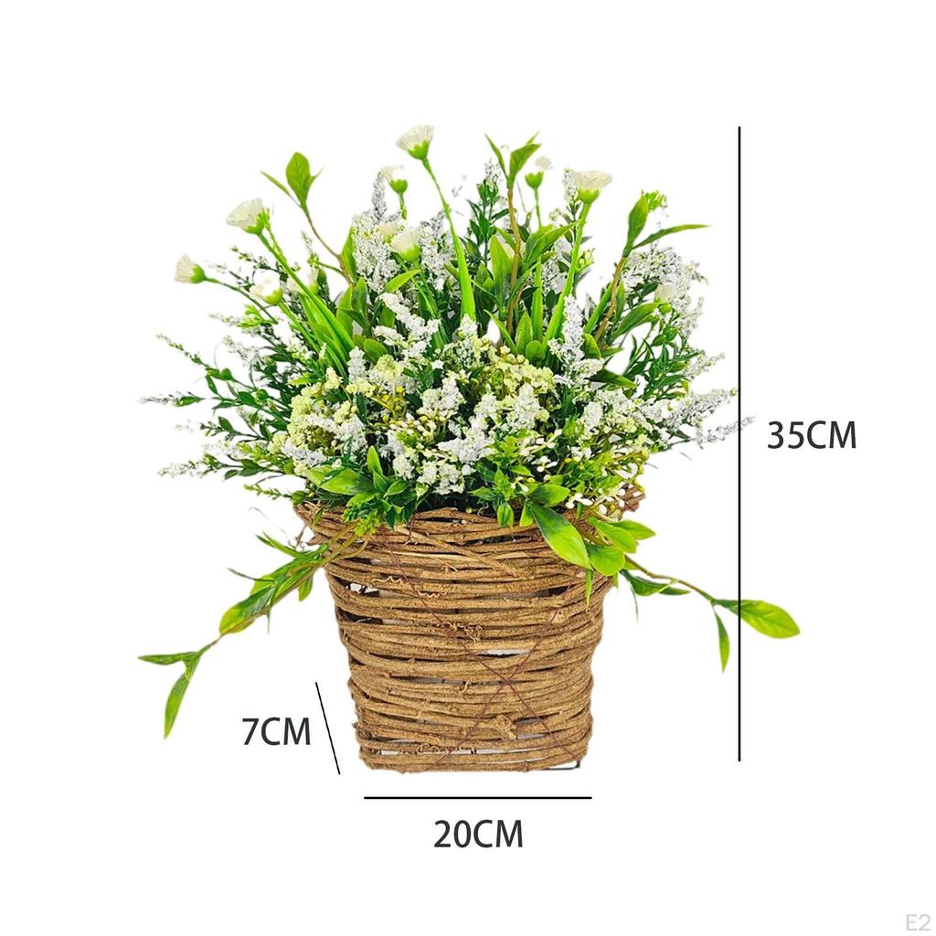 Front Door Beautiful Artificial Wreath,Door Hanger Basket Wreath,Wildflowers Hanging
