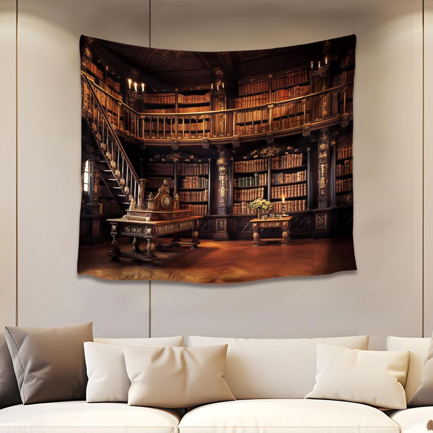 

Bookshelf Tapestry Fairy Tale Forest Academic Tapestry Wall Hanging Fantasy Witch Backdrop for Bedroom Living Room Decor 74x94cm(29x37in)
