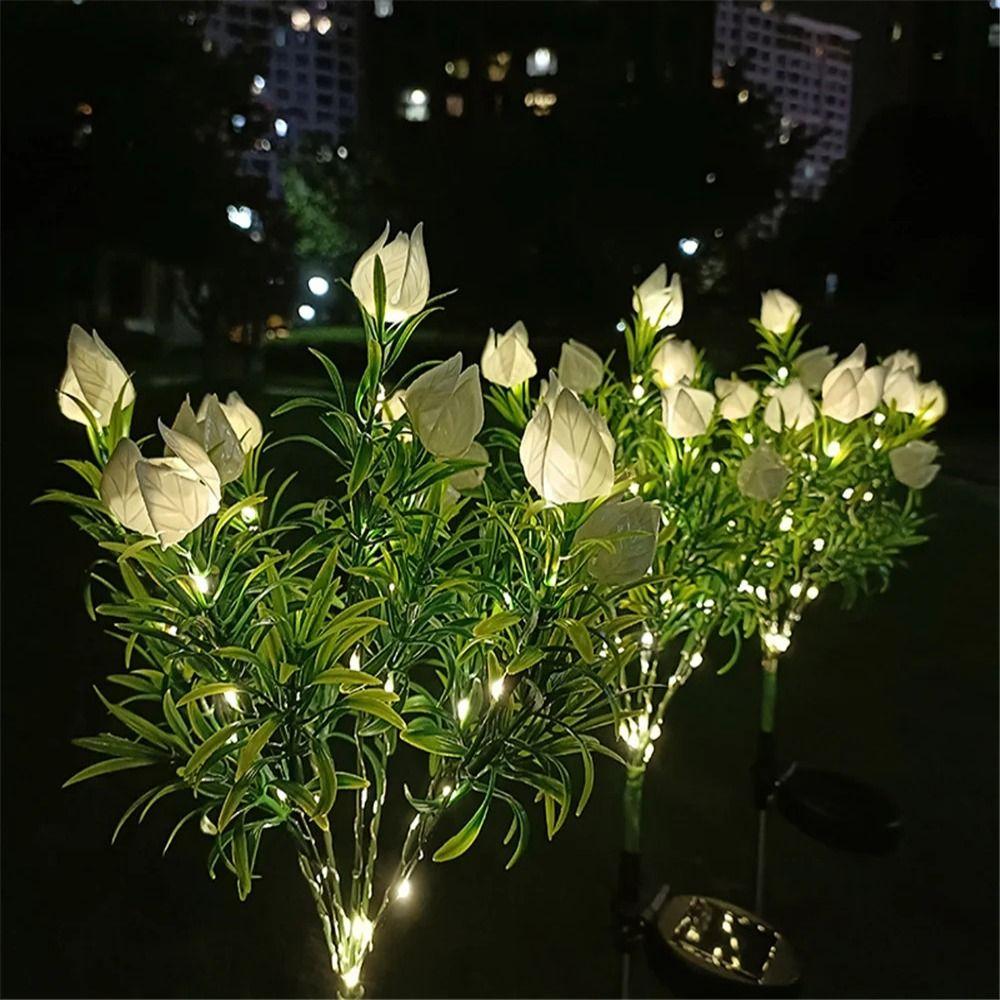 Realistic Solar Artificial Flower Light Gardenia Flower Waterproof Landscape Lamp Landscape Decor