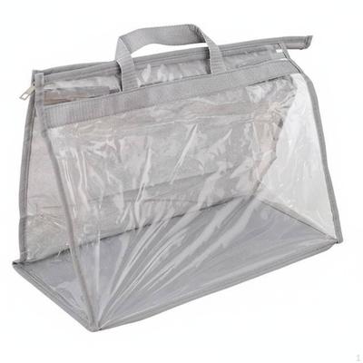 Clear Purse Storage Bag With Handles Transparent Handbag Dust Cover Zipper Closure Zippered