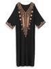 EDOLYNSA Plus rozmiar haftowane czarne damskie sukienki Kaftan wakacyjna sukienka plażowa narzutka na strój kąpielowy strój wypoczynkowy przytulny dom szata Q1676