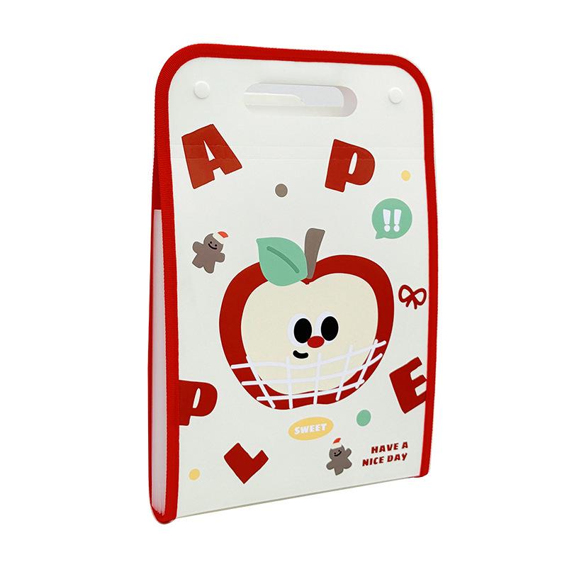 Kaba Bear A4 Handheld Accordion Folder with Zipper - Large Capacity Cartoon Design for Elementary Students