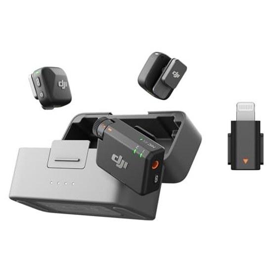 DJI Mic Mini (2 TX + 1 RX Charging Case) Pin Microphone Wireless Ultra-lightweight 48 Hours Usage Noise Canceling Automatic Limit Function Camera Vlog