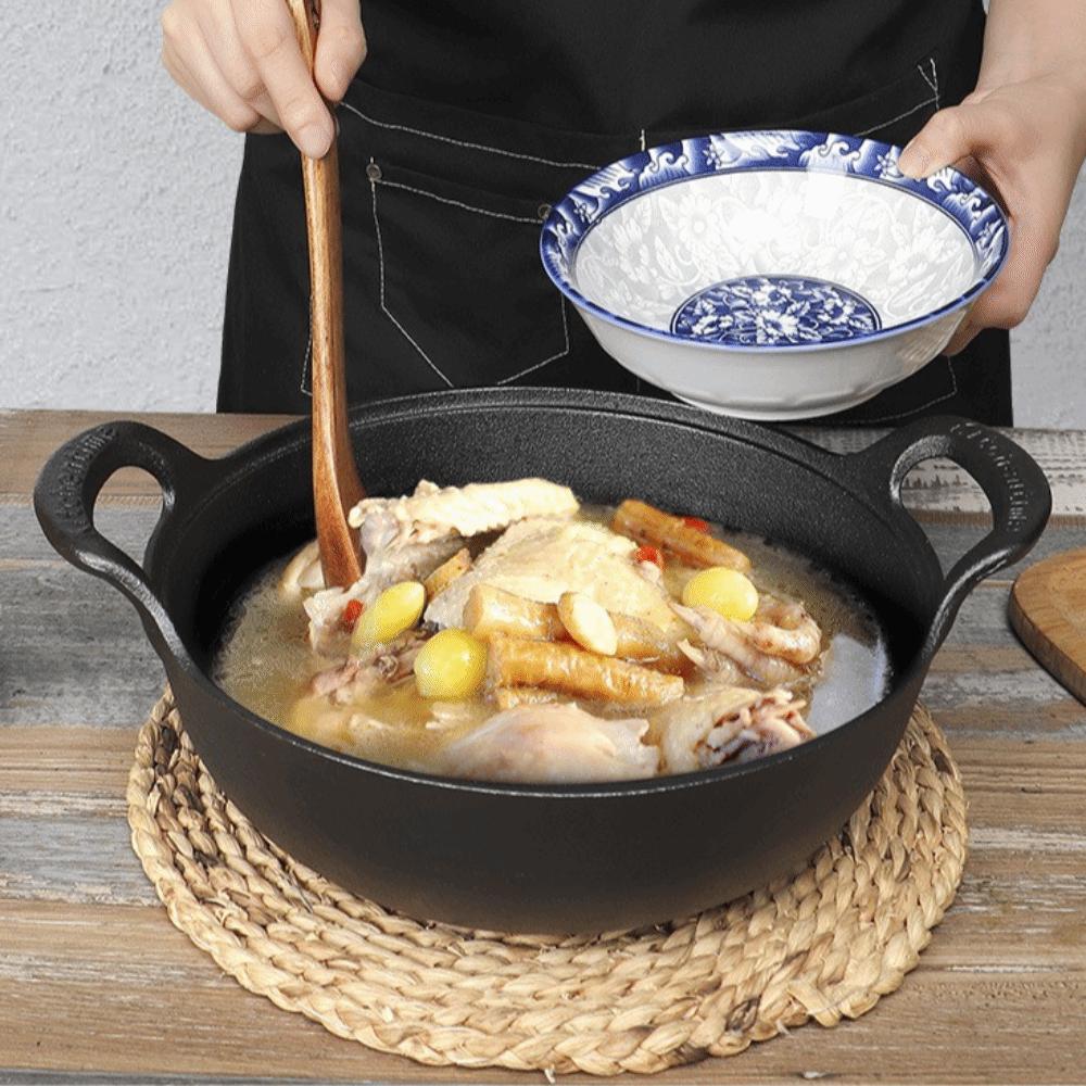 With Lid Cast Iron Pot Hand-forged Cooking Cookware Durable Chinese Wok Pan  Gas Induction Cooker