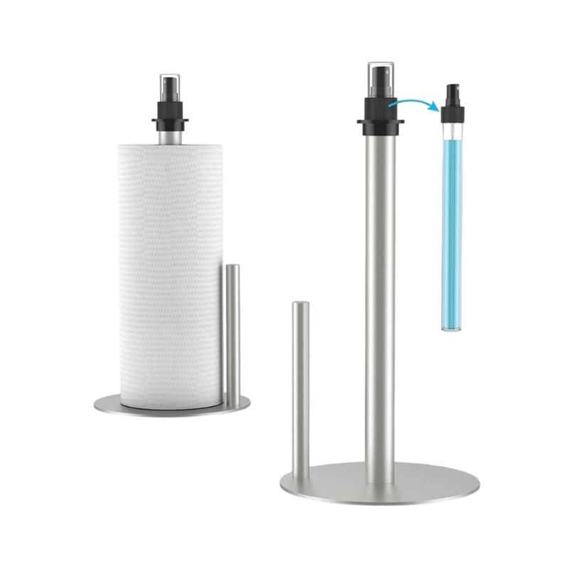 

Space Saving Double Function Toilet Paper Support Including Reusable Liquid Vessel Great For Small Bathrooms серебряный