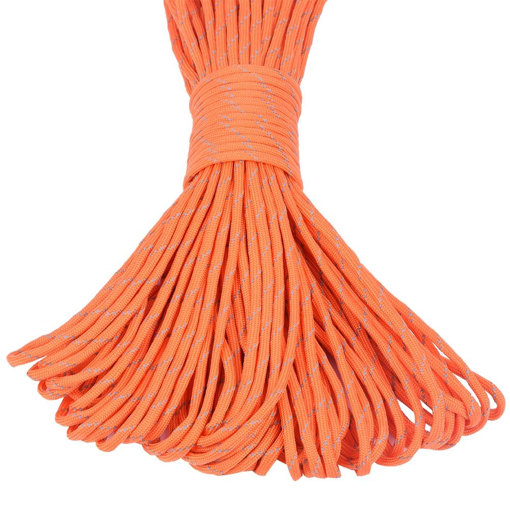 31m Reflective Multi Function Paracord Lanyard 9 Strand Core Rope for Camping Hunting(Orange)