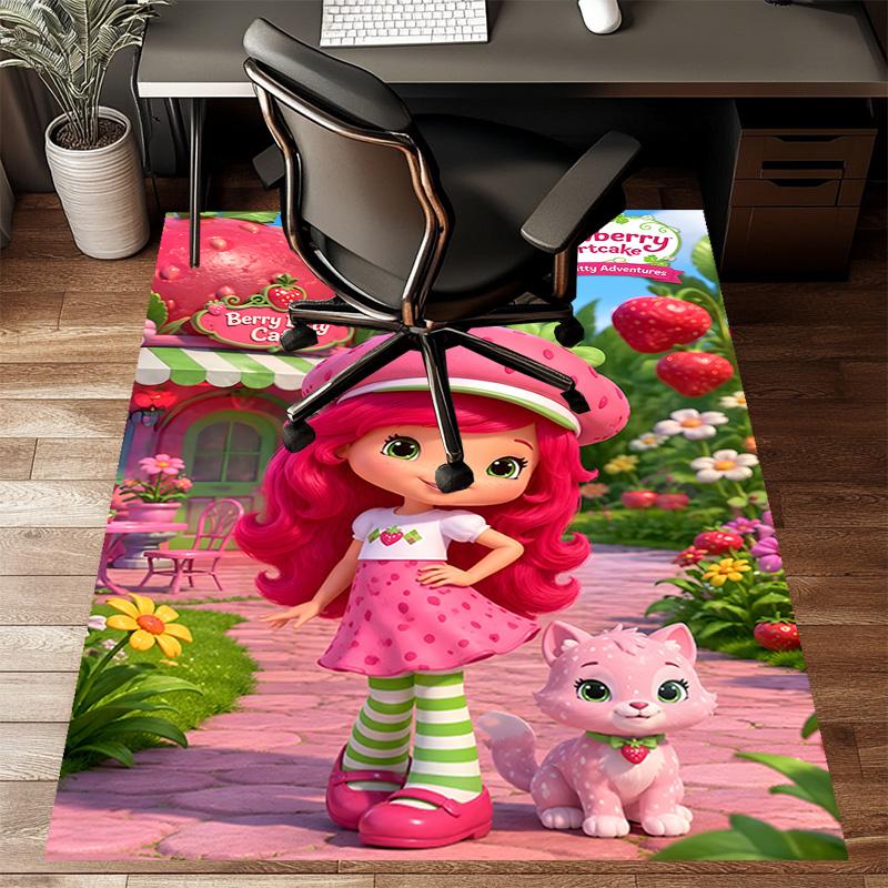 1pc Princess Strawberry Design Printed Area Rug Carpet for Bedroom Living Room Home Decor Rugs Mat Non Slip Mat Rug for Bedside