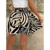 Women's Summer Printed Wide-Leg Lace-Up Shorts, Fashionable and Elegant Vacation Beach Skirt Women's Beach Vacation Printed Mini Skirt