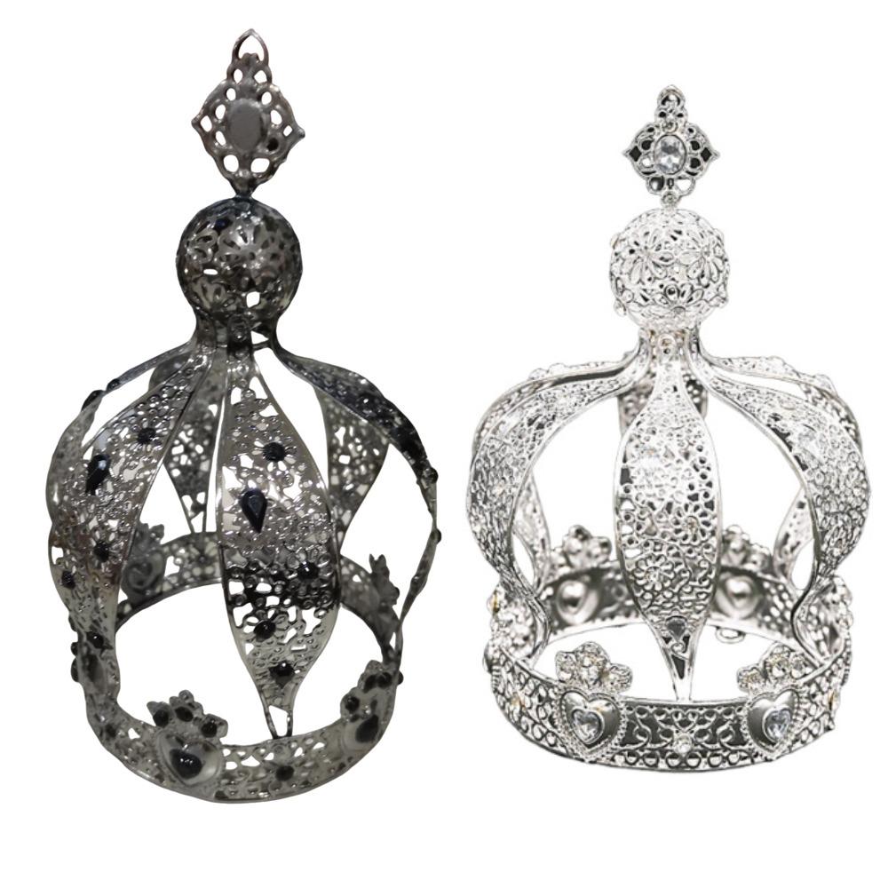 1/2Pcs Baroque Rhinestone Crown Creative Bridal Headband Crown Cake Topper  Birthday Gift