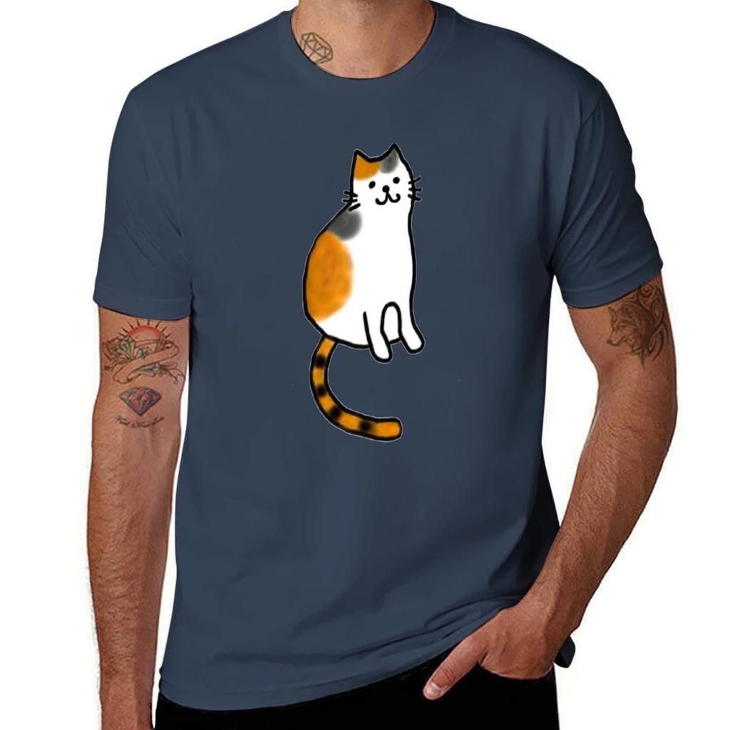 Smiling Calico Cat Tshirt Classic Graphic Short Sleeve Top
