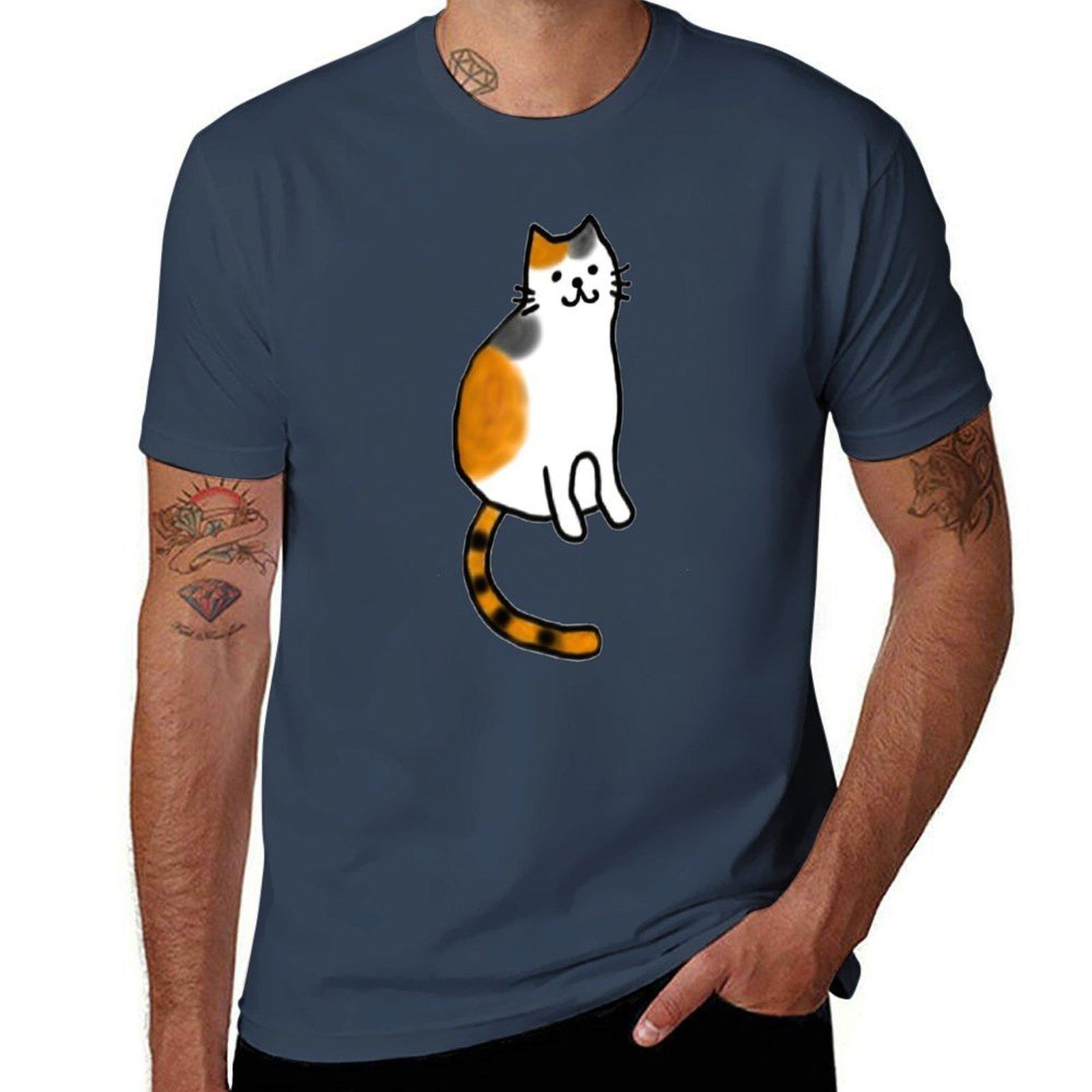 Smiling Calico Cat Tshirt Classic Graphic Short Sleeve Top S