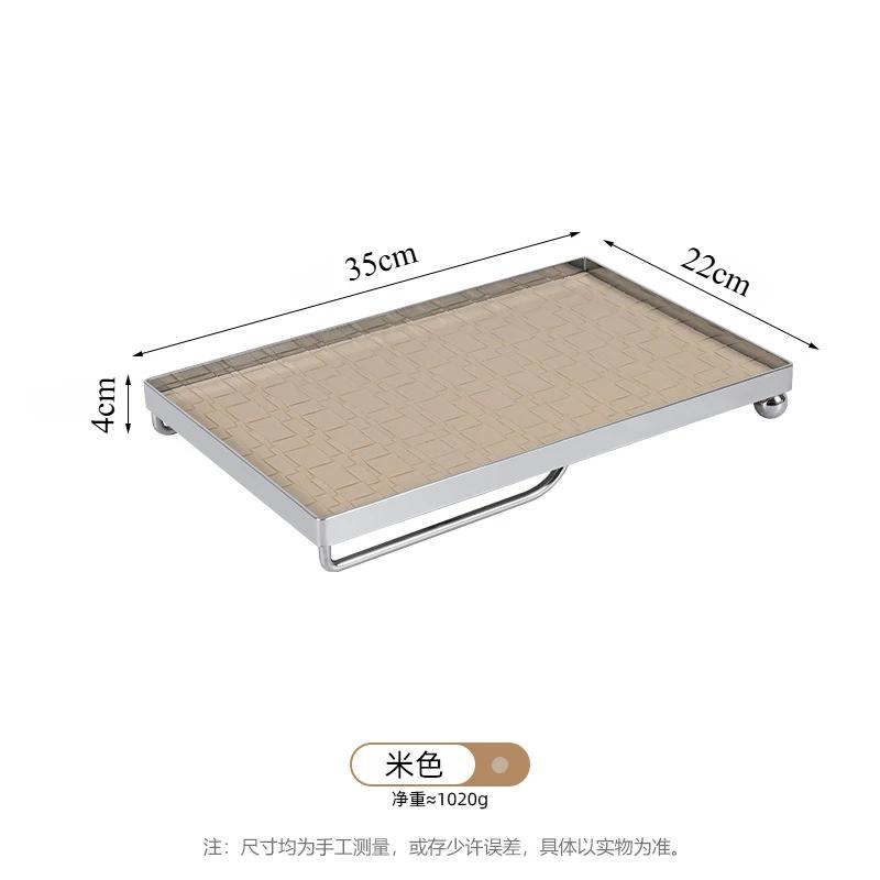 

Jewelry Tray Leather Necklace Display Organizer Iron Rectangle Trinket Dish Fruit Dessert Tray Living Room Home Storage Drinks