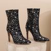 Luxury Women's Ankle Boots Winter Shoes New 2024 Trends Gold Silver Thin Heel Women's Party Dance Boots Large Size Footwear