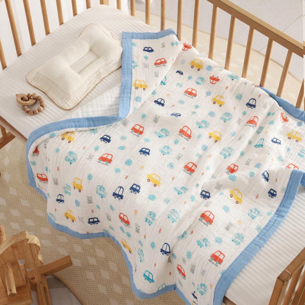 110x110cm High Density Pure Cotton Six-Layer Gauze Baby Bath Towel and Toddler Blanket