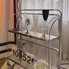 Storage Rolling Cart 2 Tier Glass Utility Organization Mobile Shelving for Bedroom Living Room