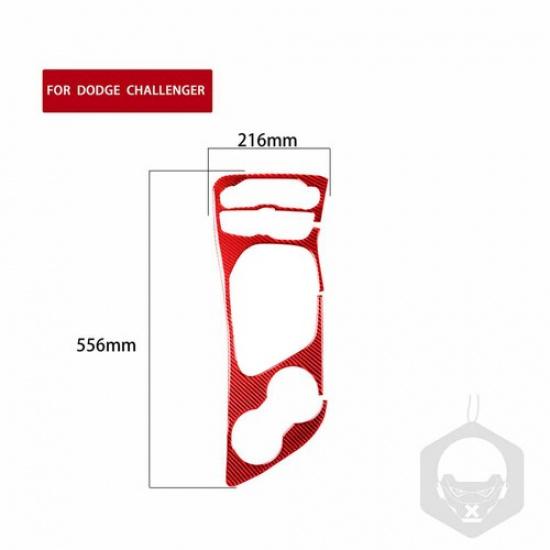 Red Carbon Fiber Gear Shift Panel Cover Trim For Dodge Challenger 2015-