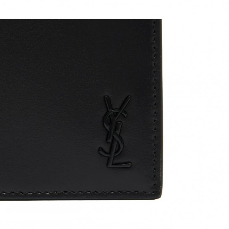 Saint Laurent Tiny Monogram Black Leather Wallet 607727 1jb0u