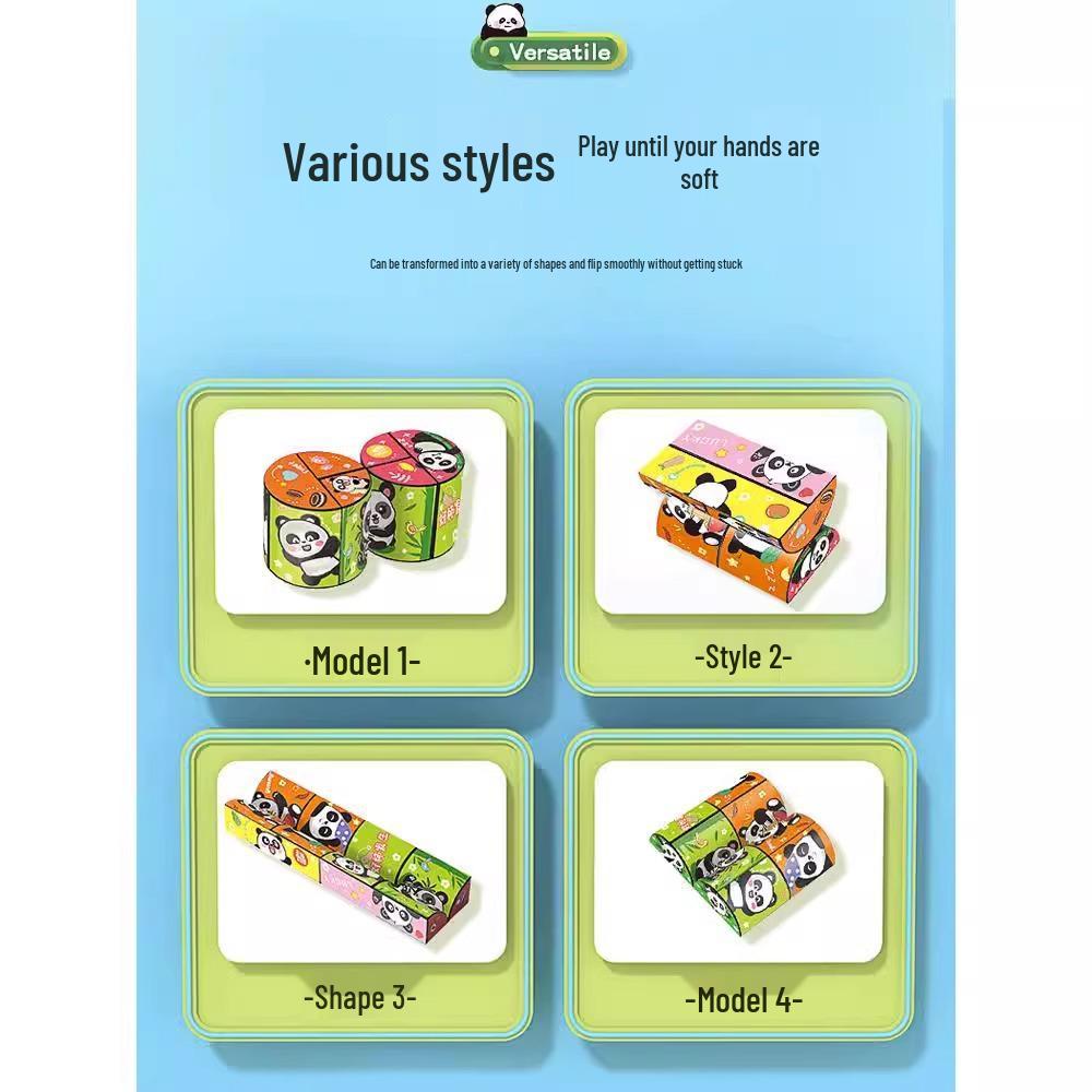 Panda Infinity Cube: 3D Geometric Folding Block - Educational Decompression Toy for Kids