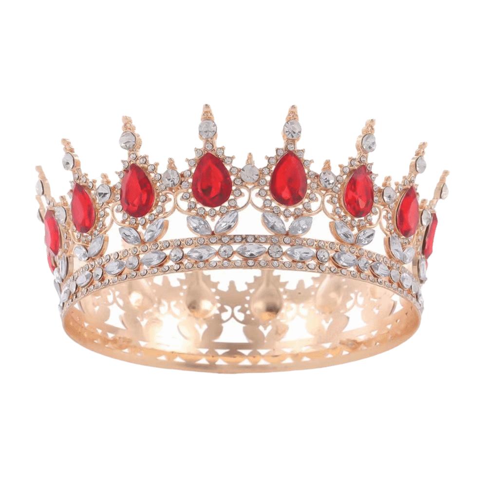 

Украшения для торта Барочные короны для конкурса красоты Стразы Корона королевы принцессы Свадебная корона для женщин Gold&Red