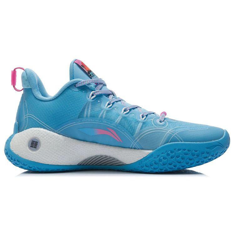 Li Ning Yu Shuai 14 Low Anti-Slip Durable Support Rebound Basketball Shoes Men sneaker Moon-White Blue ABAR123-7