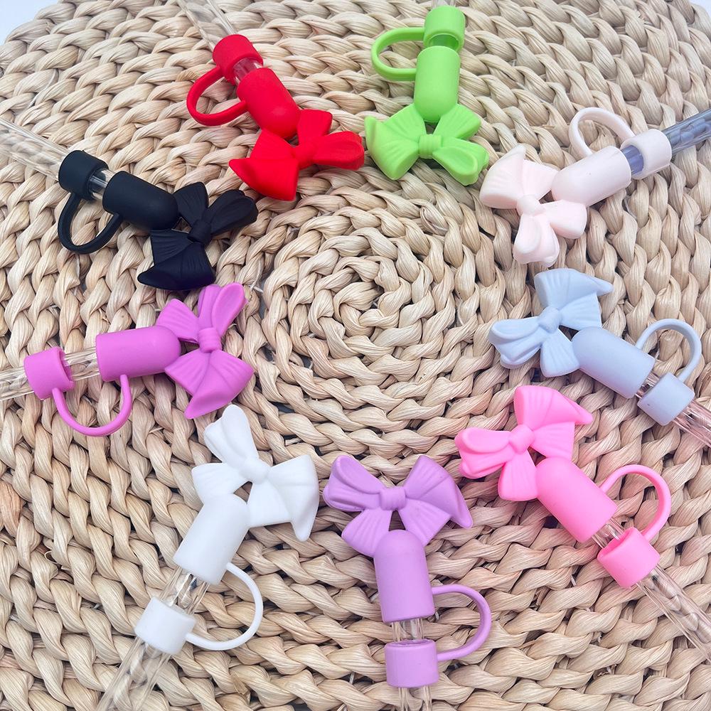 9-Piece Candy Color Straw Cap & Bow Dust Plug Set for STANLEY Cup