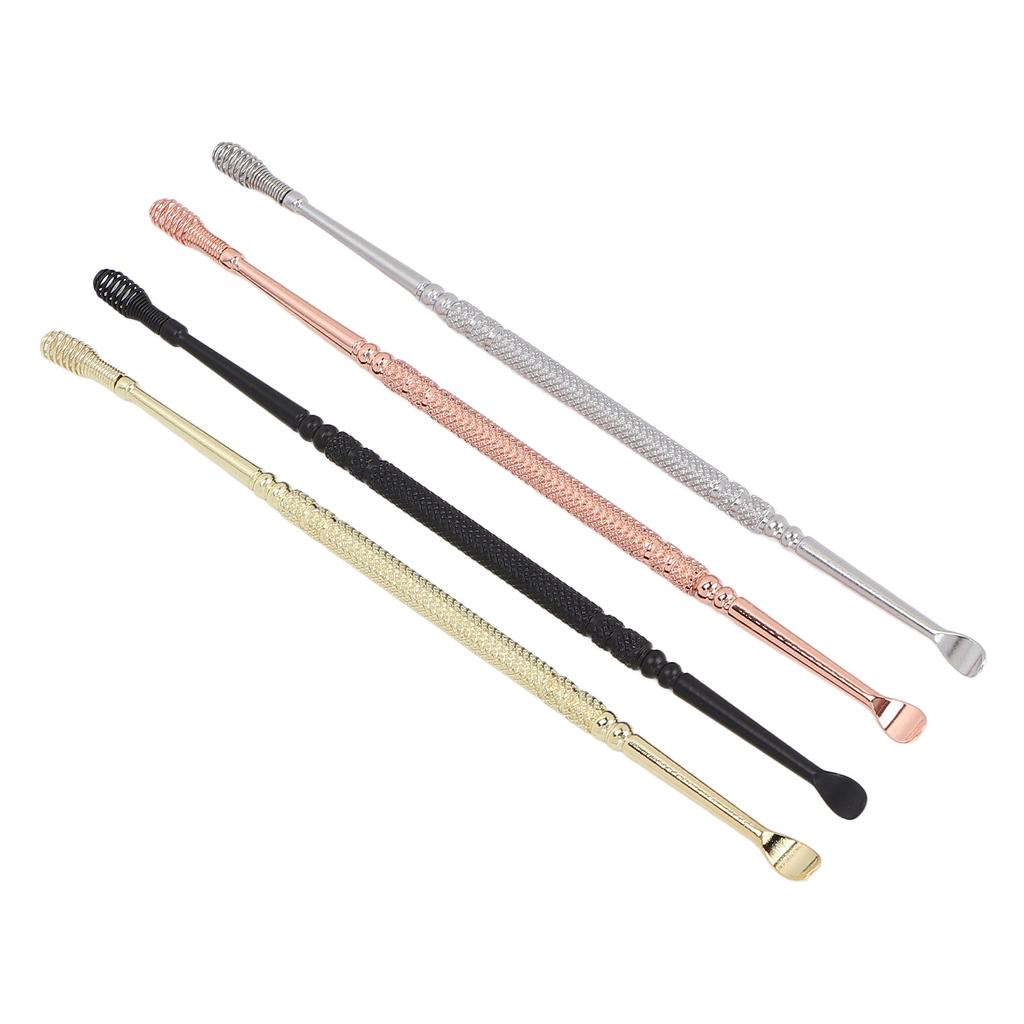 4 Colors Stainless Steel Double Head Ear Spoon 360 degrees Spiral Earwax Remover Cleaning Tool