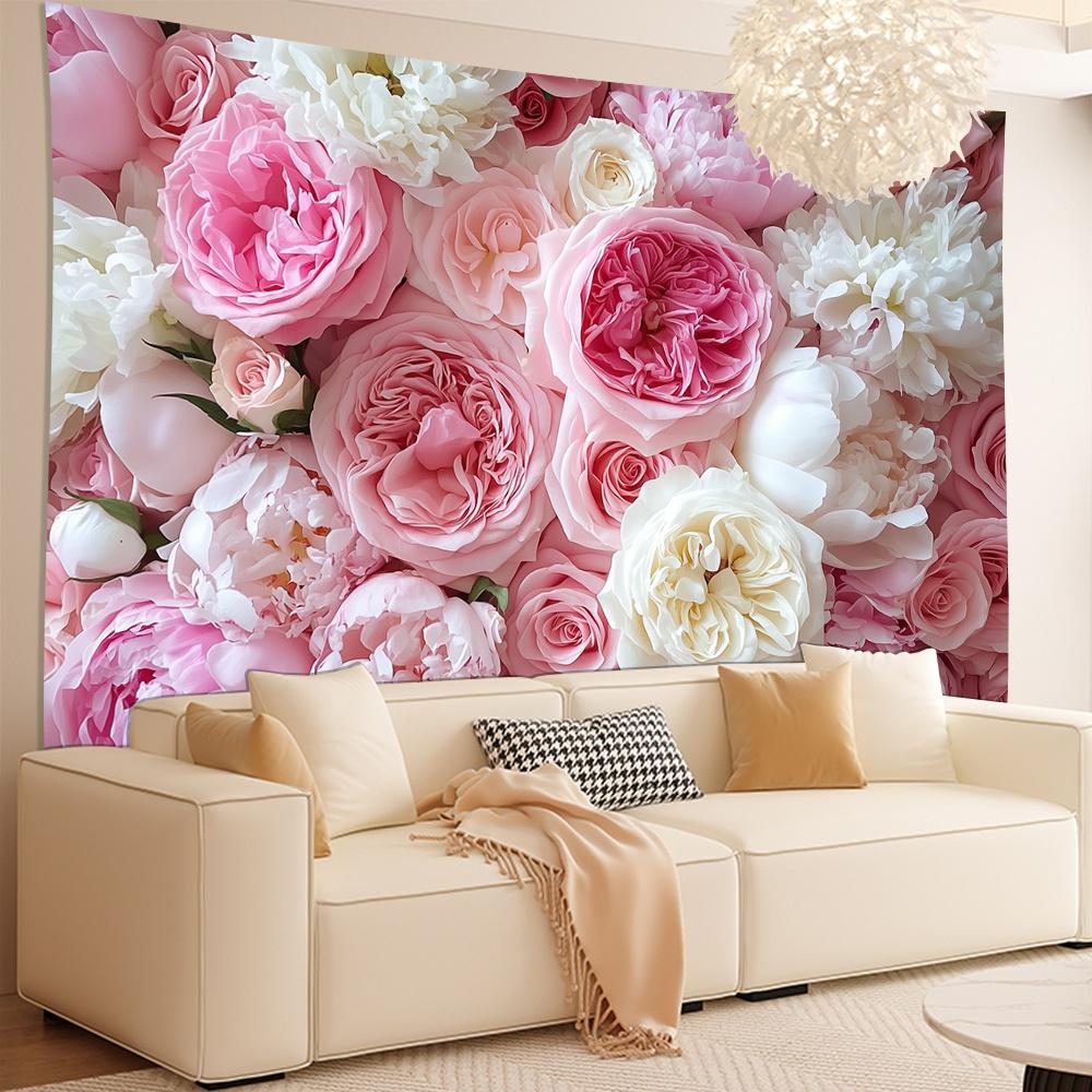 Elegant pink and White Floral Tapestry-Living Room Bedroom Office Party Decor Tapestry Perfect Creative Gift 150x200cm