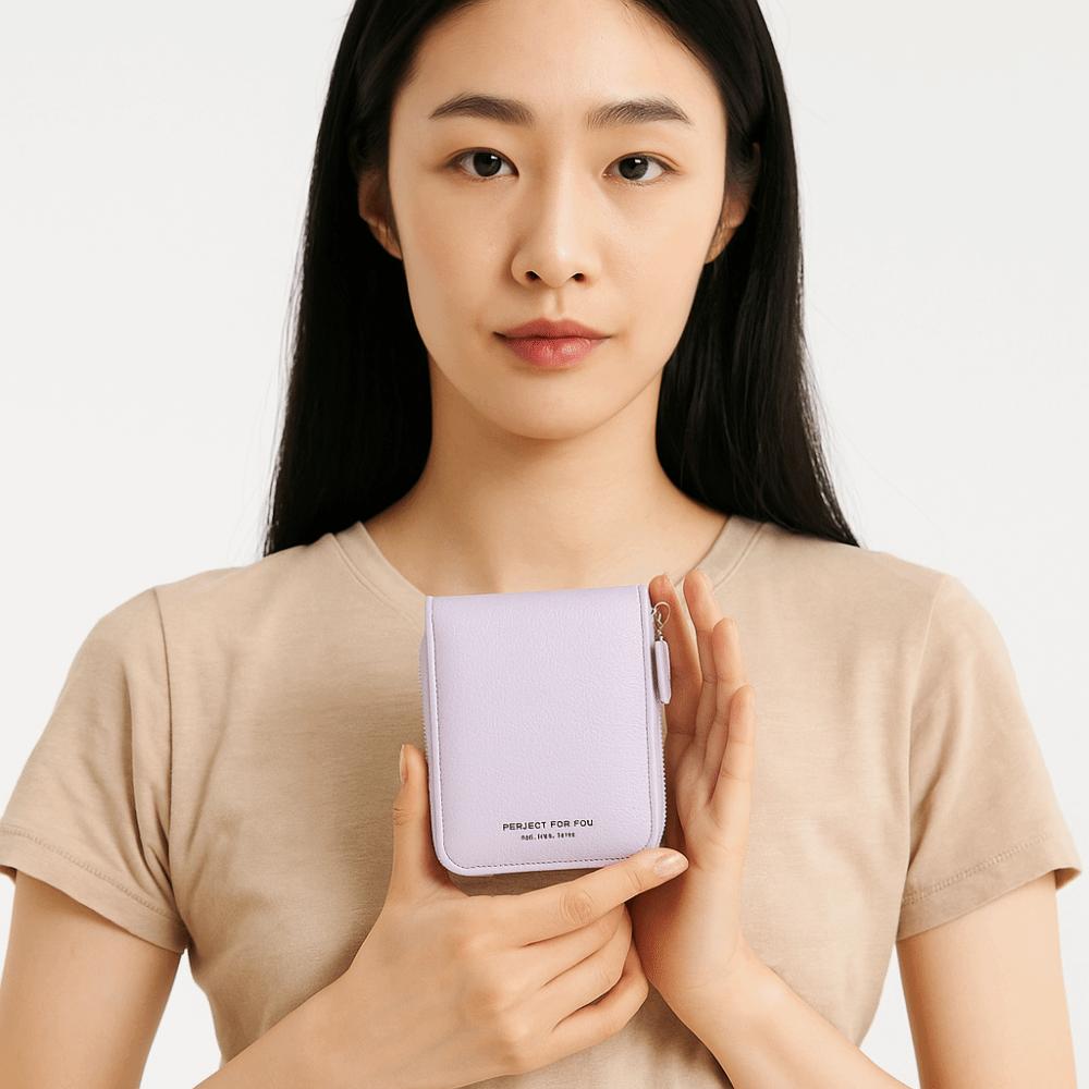 Short Clutch PU Leather Card Holder Zipper Coin Purse Retro Women Short Wallet Card Storage Bag