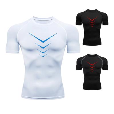 Compression T Shirt Men Summer Short Sleeve Running T-shirt Elastic Quick Dry Sport Tops Tee Athletic Gym Training Wear