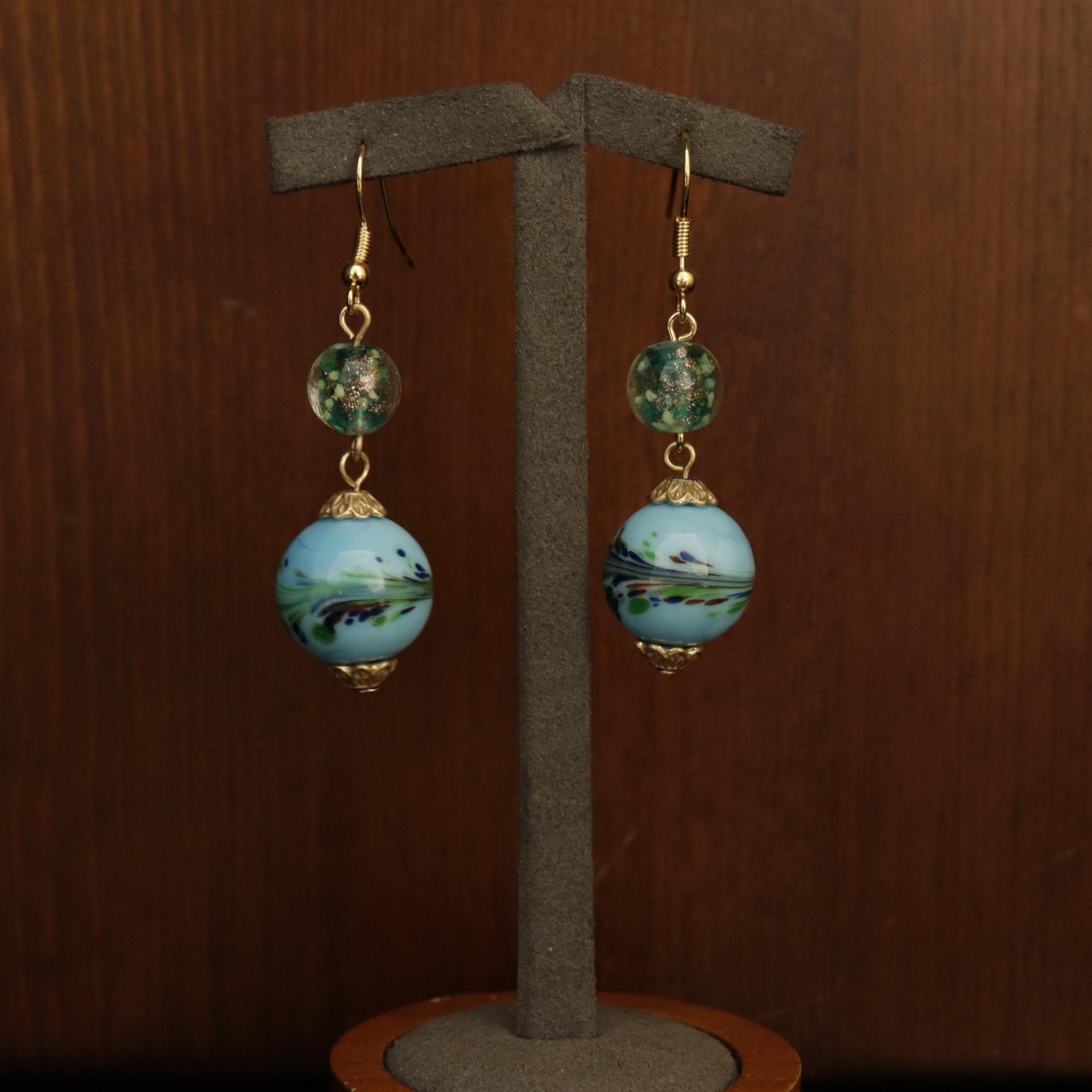 Vintage Chinese Style Blue Phoenix Jewelry Set: Earring, Necklace, and Bracelet