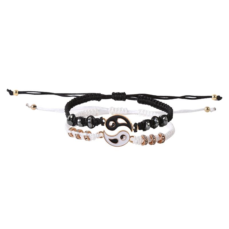 2022 New Best Friend Bracelets for 2 Matching Yin Yang Adjustable Cord Bracelet for Bff Friendship Relationship Boyfriend Girlfr