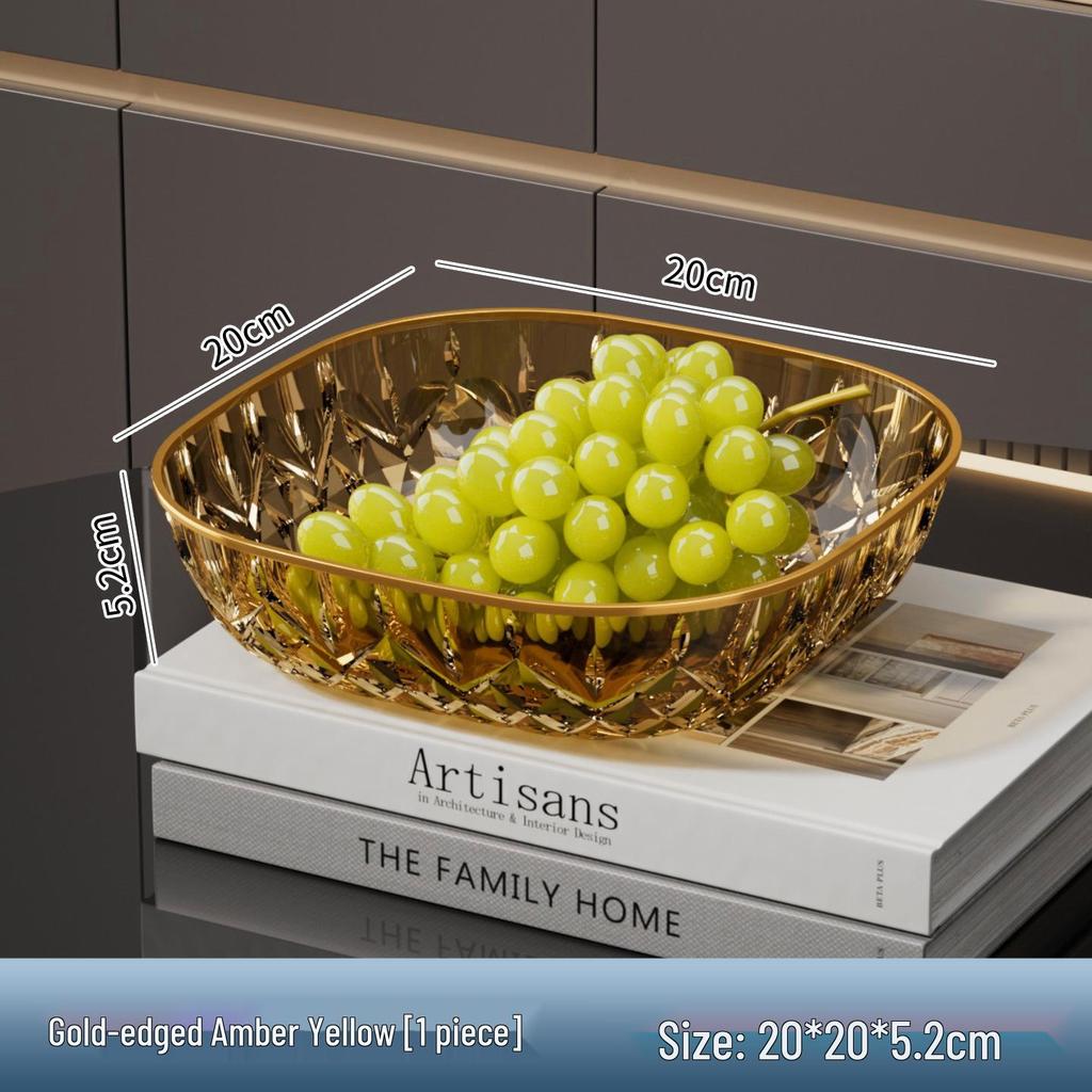 Elegant Transparent High-Value Plastic Fruit and Snack Bowl - Drop-Resistant PET Diamond Crystal Design
