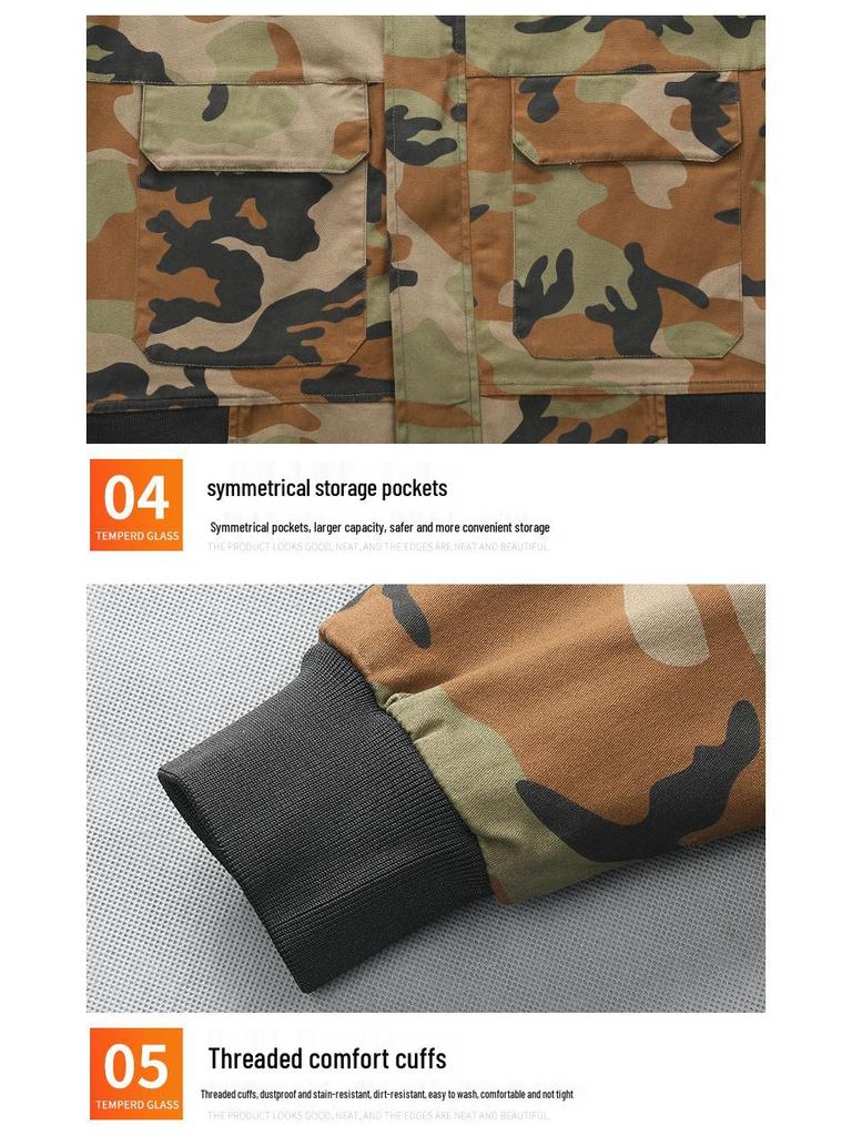 Men's Camouflage Workwear Set: Multi-Pocket, Wear-Resistant, Anti-Scald, Stretchy for Electric Welders, Spring/Autumn Style