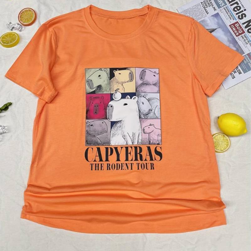 

Модная женская футболка с красивым принтом животных, забавная повседневная футболка с короткими рукавами и круглым вырезом, летняя женская футболка 8XL оранжевый