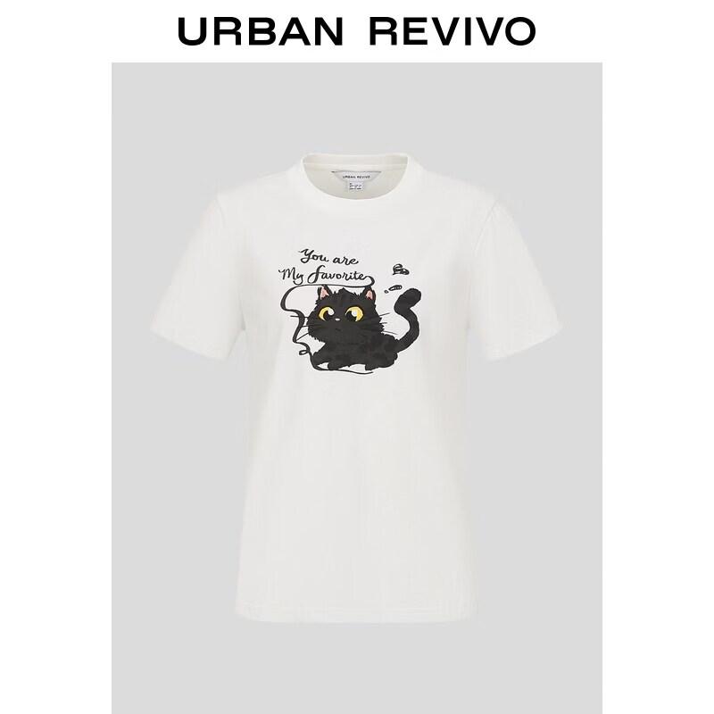 UR2026 Women s Black Cat Print Cotton T-Shirt S