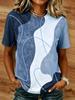 Women's Regular Fit Geometric Abstract Print T-Shirt Crew Neck Short Sleeve Classic Stylish Casual Tops Daily Wear