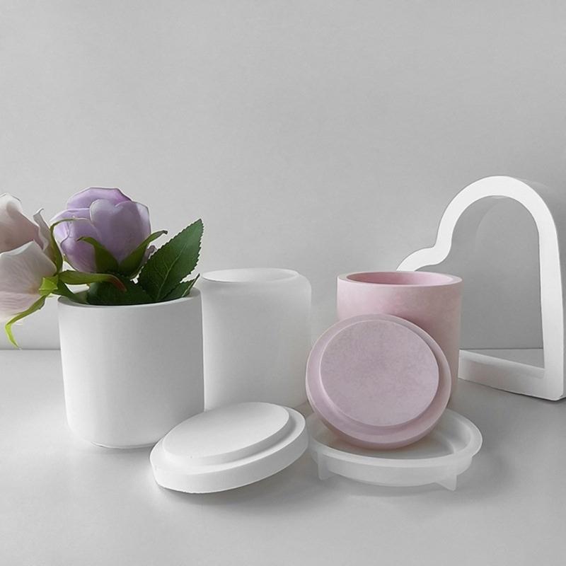 Kendin Yap Mum Bardağı Kalıbı Saksılar için Saklama Kutusu Kapaklı Silikon Kalıp Reçine Kavanozlar Şişeler Alçı Beton Kalıplar El Sanatları