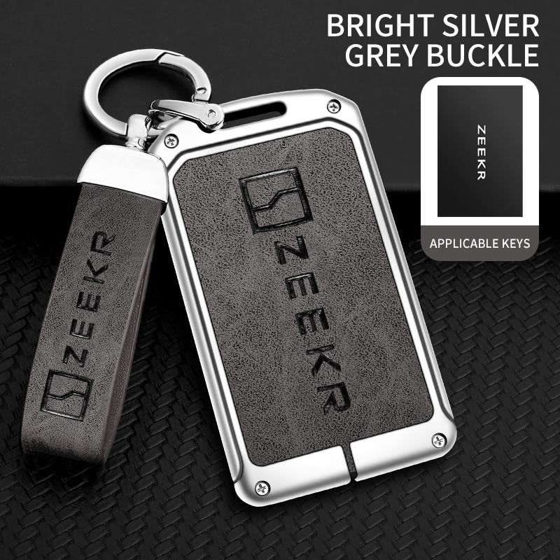 New Zinc Alloy Leather Car Smart Key Holder For Zeekr 001 009X Nfc Card Key Fob Car Key Case Accessories