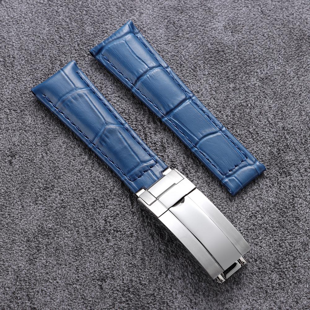 20mm Genuine Leather Watch Band for Rolex Water Ghost SUBMARINER Yacht-Master DAYTONA GMT Slub Cowhide Straps Watch Accessories