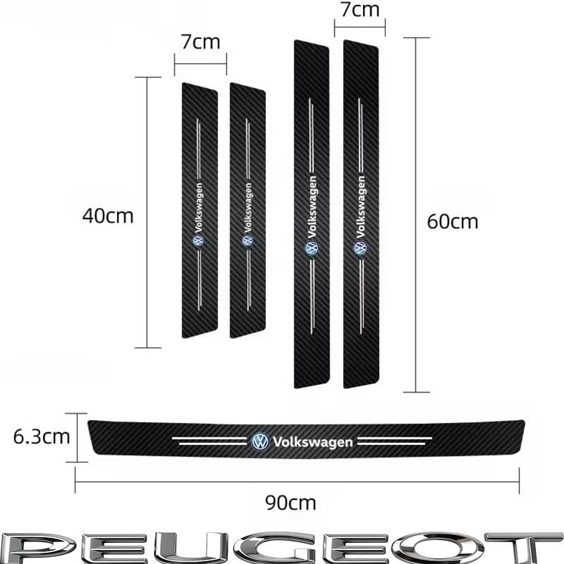 Auto Door Sill Carbon Fiber Car Sticker Protector Strip Waterproof Protect Film For VW GTI Polo Golf GTI Passat Tiguan Hub Cap